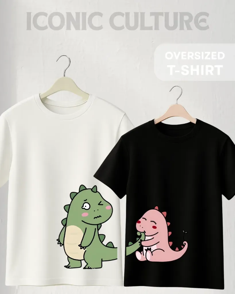 DINOSAUR COUPLE OVERSIZED TShirt