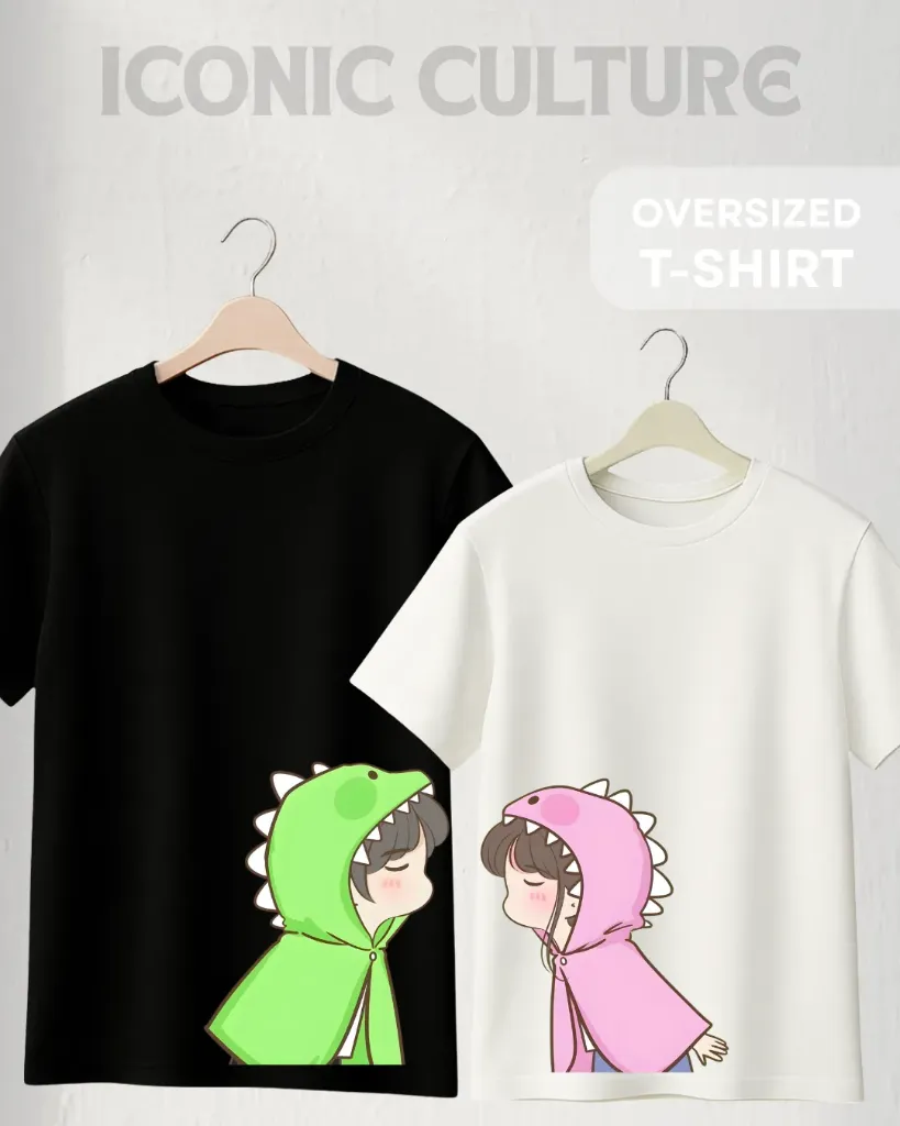 BOY & GIRL DINO-COSTUME COUPLE OVERSIZED TShirt